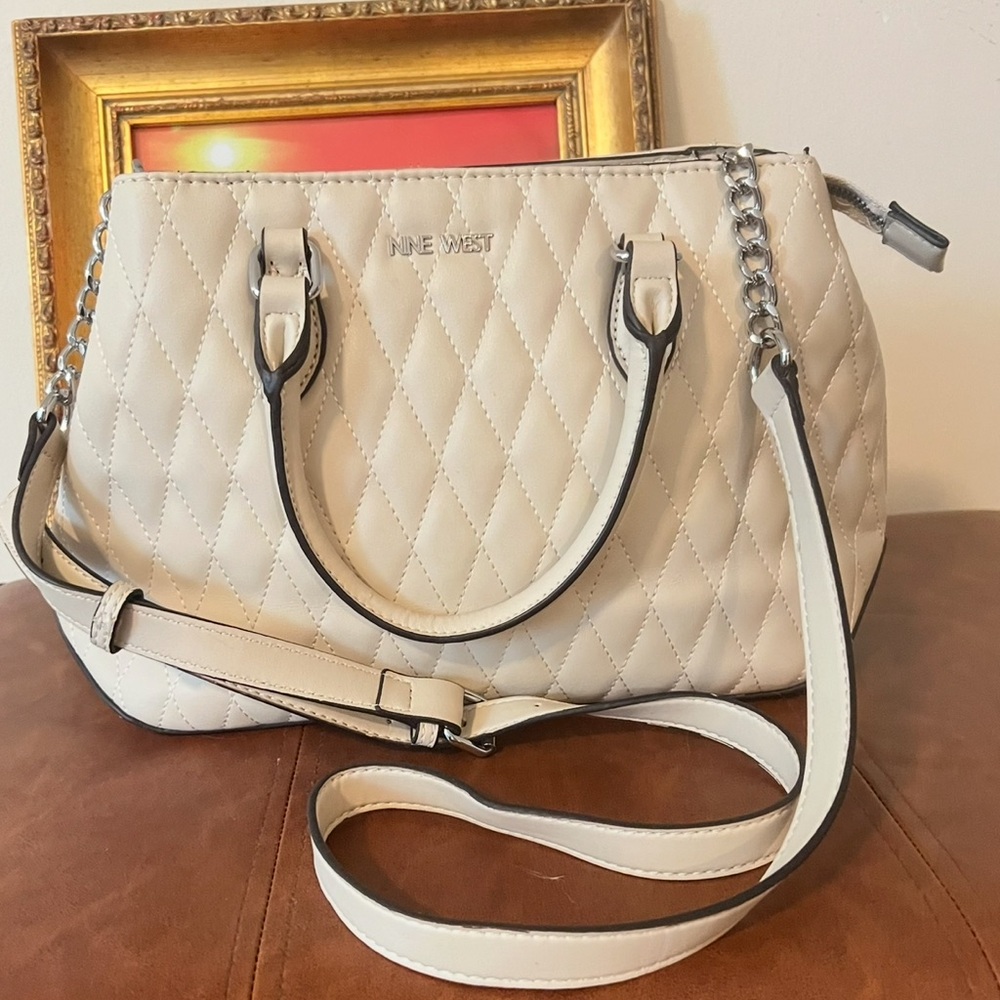 Nine West Rutledge Satchel Crossbody Purse Cream NWOT